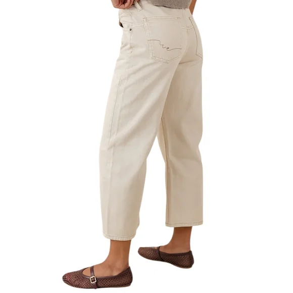 We The Free Jeans Deep Trance Dropped Boyfriend Wide Leg Denim Cream Size 24 - Picture 3 of 14